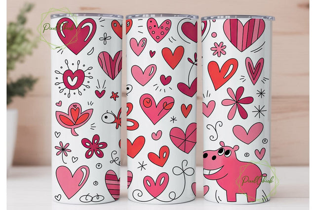 Whimsical Valentine Hearts 20oz Tumbler Sublimation PixelChick 