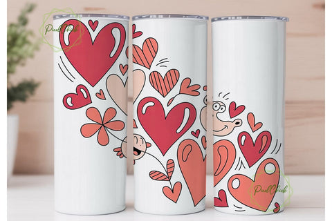 Whimsical Valentine Hearts 20oz Tumbler Sublimation PixelChick 