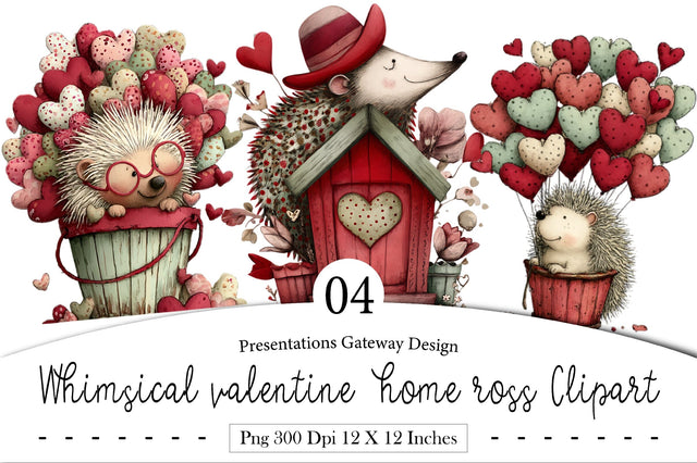 Whimsical valentine home ross Clipart Sublimation designmaster24 