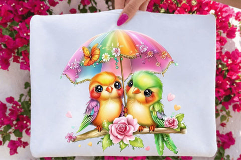 Whimsical Valentine Love Birds Clipart Sublimation SVGArt 