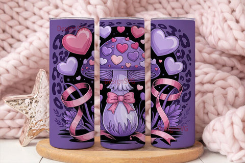 Whimsical Valentine Mushroom Tumbler Sublimation DesignSVG 