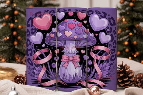 Whimsical Valentine Mushroom Tumbler Sublimation DesignSVG 