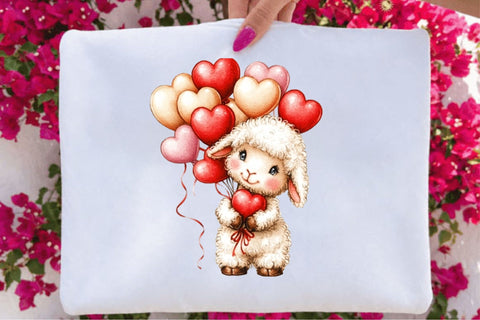 Whimsical Valentine Sheep Clipart Sublimation SVGArt 