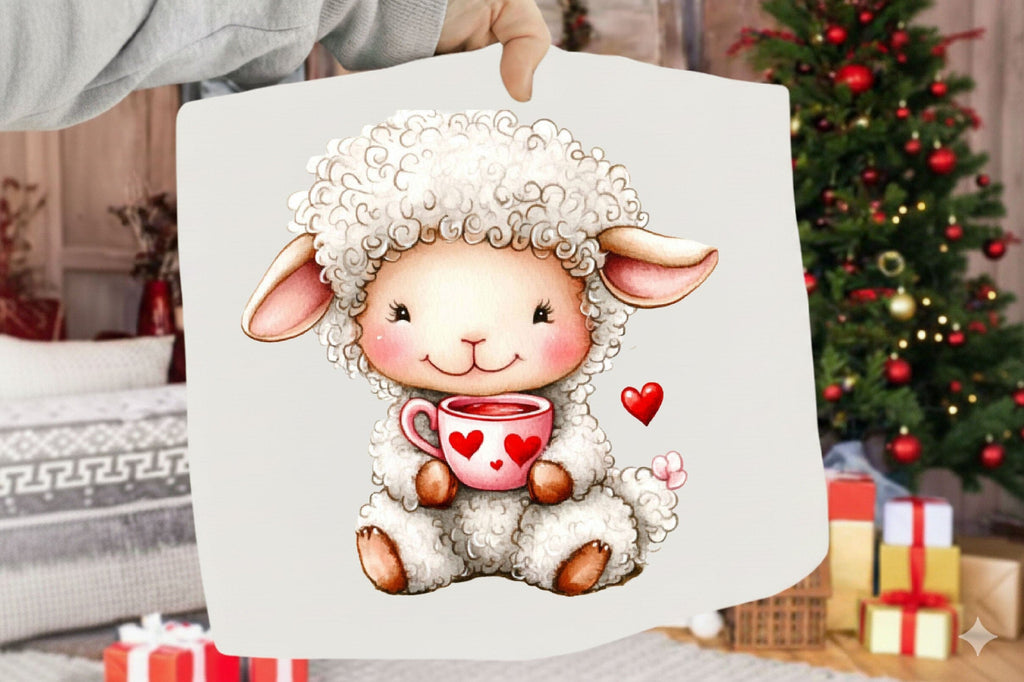 Whimsical Valentine Sheep Clipart - So Fontsy