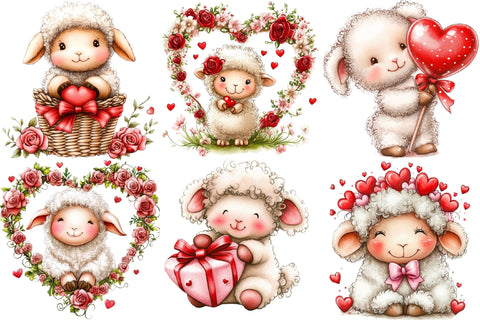 Whimsical Valentine Sheep Clipart Sublimation SVGArt 