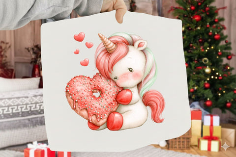 Whimsical Valentine Unicorn Clipart Sublimation SVGArt 
