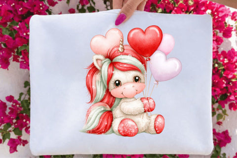 Whimsical Valentine Unicorn Clipart Sublimation SVGArt 