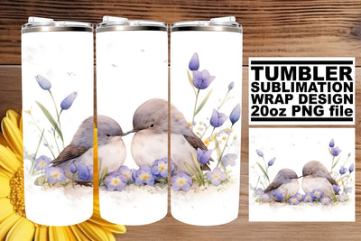 Whimsical Watercolor Birdies Wrap Sublimation afrosvg 