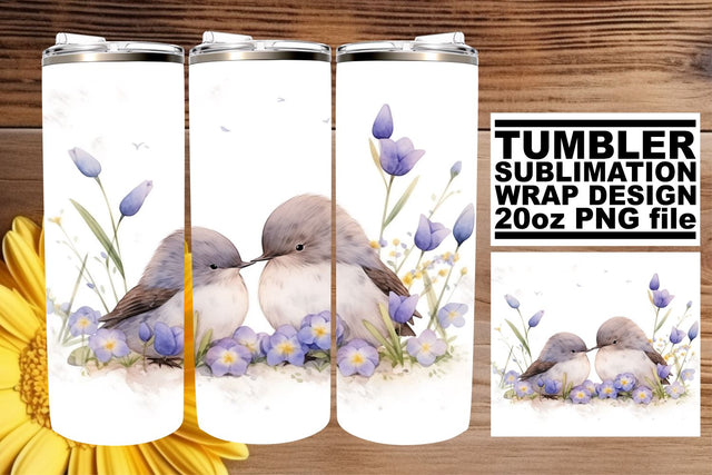 Whimsical Watercolor Birdies Wrap Sublimation afrosvg 