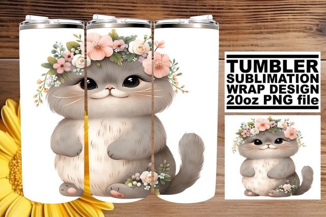 Whimsical Watercolor Cat Lover Tumbler Wrap Sublimation Sublimation afrosvg 