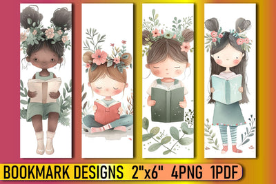 Whimsical Watercolor Children's Bookmarks for Printing Sublimation afrosvg 