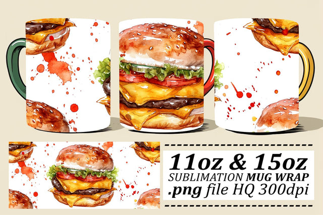 Whimsical Watercolor Gastronomy Mug Design Sublimation afrosvg 