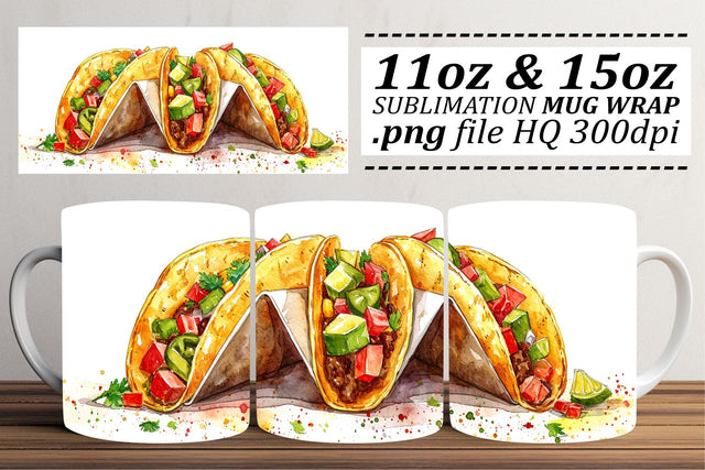 Whimsical Watercolor Gastronomy Mug Design Sublimation afrosvg 