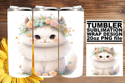 Whimsical Watercolor Kitty Tumbler Wrap Sublimation Set Sublimation afrosvg 