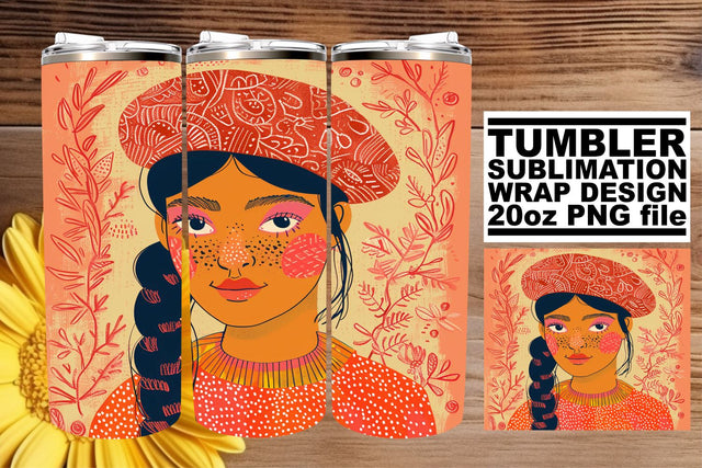 Whimsical Watercolor Lady Tumbler Wrap - Sublimation 20oz Sublimation afrosvg 