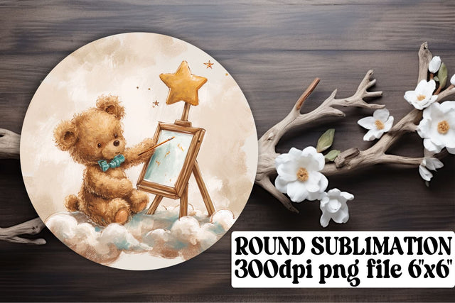 Whimsical Watercolor Teddy Bear Sublimation Sublimation afrosvg 