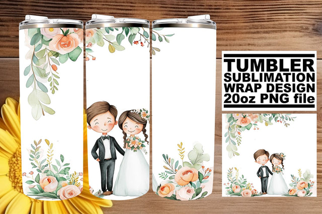 Whimsical Watercolor Wedding Tumbler: Everlasting Love 20oz Edition Sublimation afrosvg 