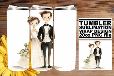 Whimsical Watercolor Wedding Tumbler Wrap: Cherished Bonds 20oz Sublimation afrosvg 
