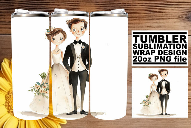Whimsical Watercolor Wedding Tumbler Wrap: Cherished Bonds 20oz Sublimation afrosvg 