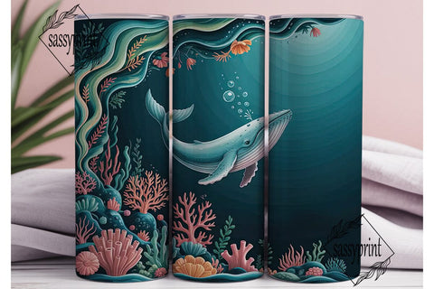 Whimsical Whale 20oz Tumbler Wrap Sublimation sassyprint 