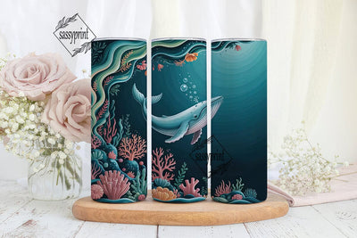 Whimsical Whale 20oz Tumbler Wrap Sublimation sassyprint 