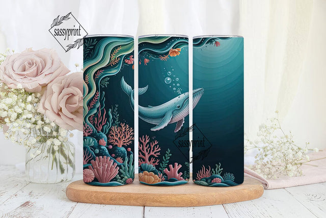 Whimsical Whale 20oz Tumbler Wrap Sublimation sassyprint 