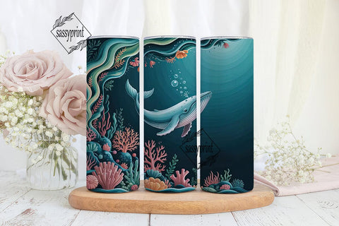 Whimsical Whale 20oz Tumbler Wrap Sublimation sassyprint 