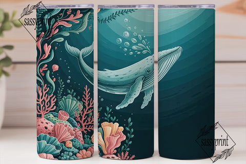 Whimsical Whale 20oz Tumbler Wrap Sublimation sassyprint 