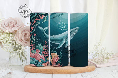 Whimsical Whale 20oz Tumbler Wrap Sublimation sassyprint 