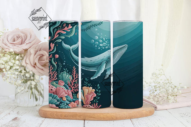 Whimsical Whale 20oz Tumbler Wrap Sublimation sassyprint 