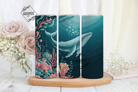 Whimsical Whale 20oz Tumbler Wrap Sublimation sassyprint 