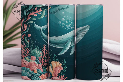 Whimsical Whale 20oz Tumbler Wrap Sublimation sassyprint 