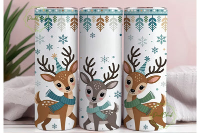 Whimsical Winter Deer 20oz Tumbler Wrap Sublimation PixelChick 