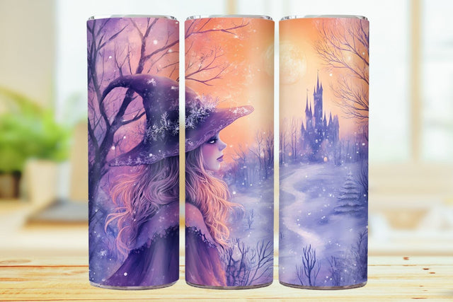Whimsical Witch 20oz Skinny Tumbler Wrap Sublimation Design. Sublimation CosmosFineArt 