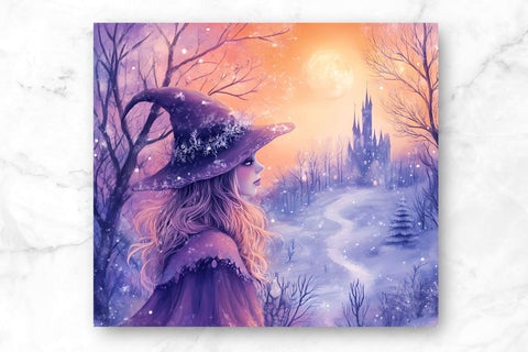 Whimsical Witch 20oz Skinny Tumbler Wrap Sublimation Design. Sublimation CosmosFineArt 