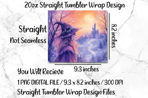 Whimsical Witch 20oz Skinny Tumbler Wrap Sublimation Design. Sublimation CosmosFineArt 