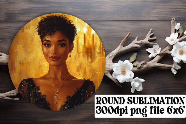 Whimsical Women Portrait Car Coaster Art Sublimation afrosvg 