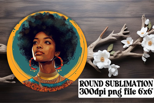 Whimsical Women Portrait Car Coaster Art Sublimation afrosvg 