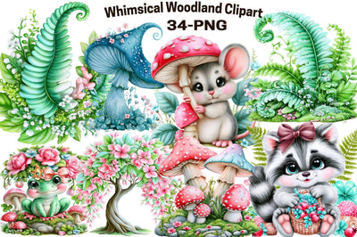 Whimsical Woodland Clipart PNG Bundle Sublimation SVGArt 