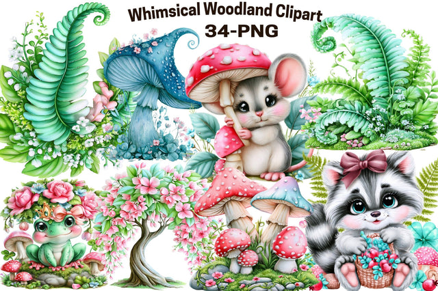 Whimsical Woodland Clipart PNG Bundle Sublimation SVGArt 