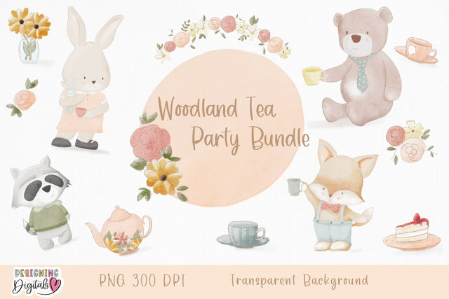 Whimsical Woodland Creatures PNG Clipart Bundle SVG Designing Digitals 