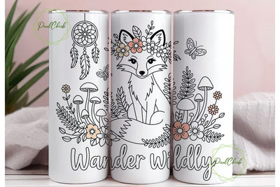Whimsical Woodland Fox 20oz Tumbler Wrap Sublimation PixelChick 