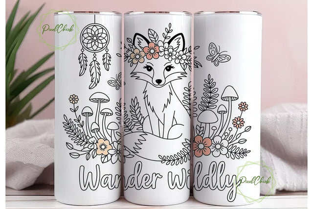Whimsical Woodland Fox 20oz Tumbler Wrap Sublimation PixelChick 