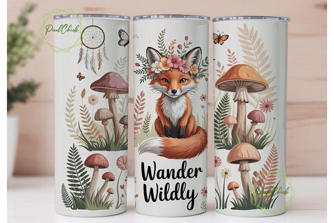 Whimsical Woodland Fox 20oz Tumbler Wrap Sublimation PixelChick 