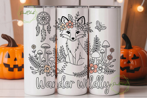 Whimsical Woodland Fox 20oz Tumbler Wrap Sublimation PixelChick 