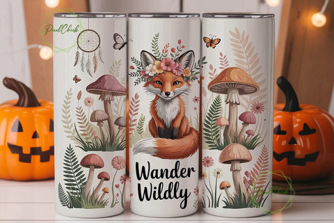Whimsical Woodland Fox 20oz Tumbler Wrap Sublimation PixelChick 