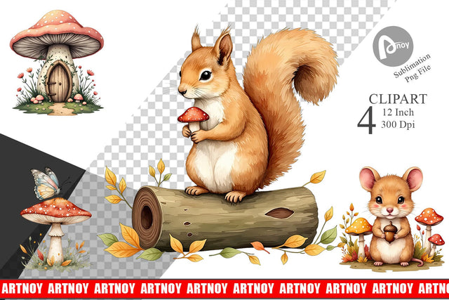 Whimsical Woods Clipart Sublimation artnoy 