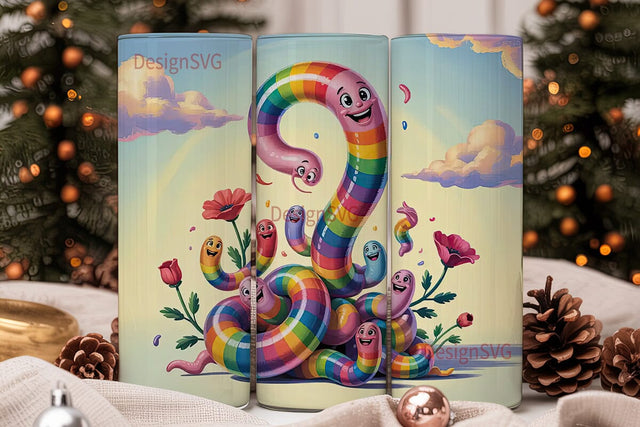 Whimsical Worms 20oz Tumbler Wrap Sublimation DesignSVG 