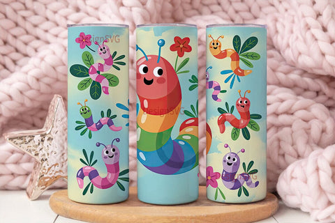 Whimsical Worms 20oz Tumbler Wrap Sublimation DesignSVG 