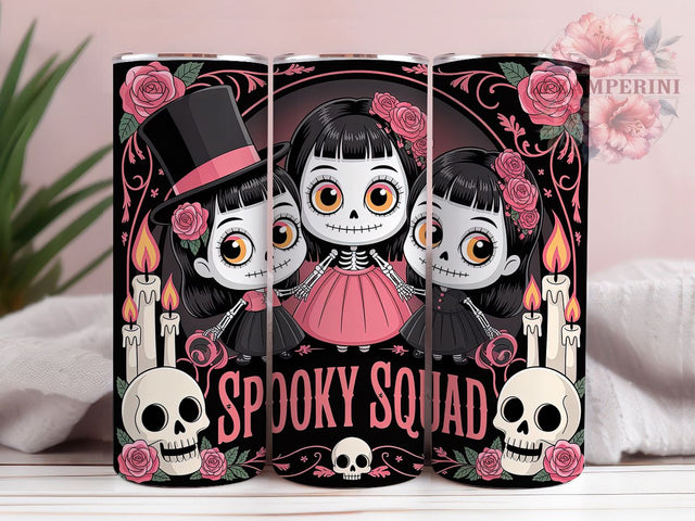 Whimsy Pastel Goth Spooky Squad Tumbler, Spooky Squad Wrap, Skeleton Girls Cup, Roses Gothic Drinkware, 20Oz Sublimation Design, Cute Creepy Mug, Pastel Goth Halloween Tumbler Sublimation Li Zamperini 